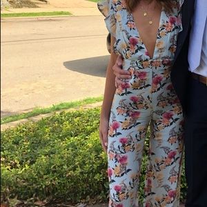 BEACH RIOT floral deep v jumpsuit